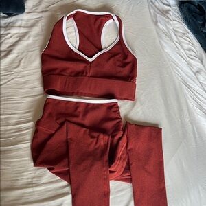Red Sports Bra and Leggings Set
